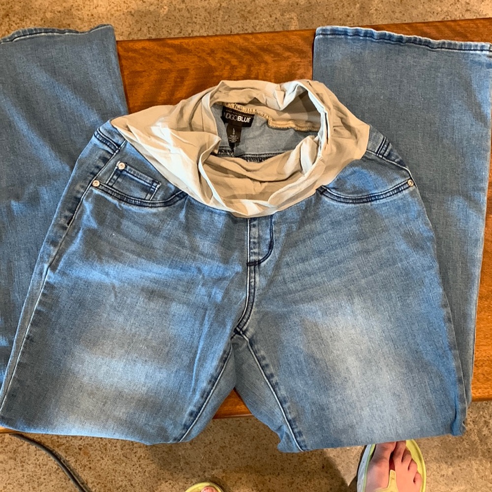 Light blue denim maternity